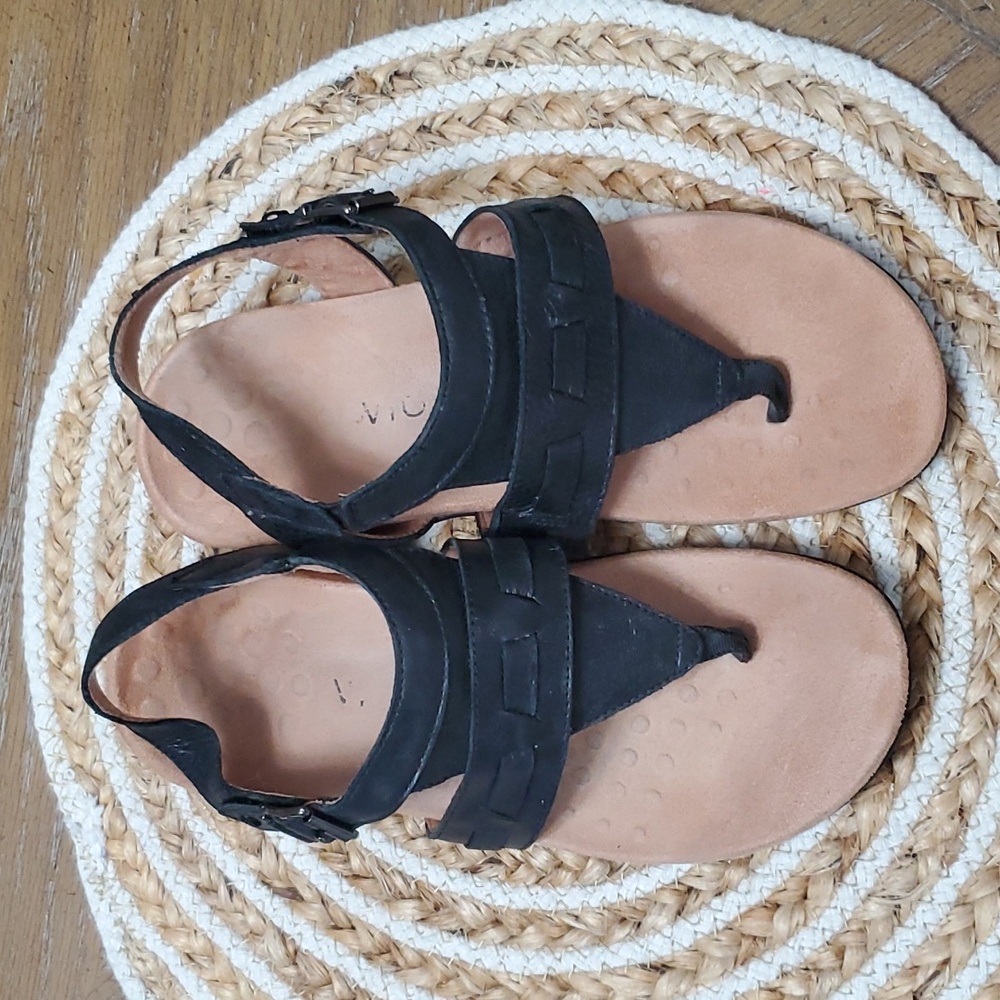 Black Leather Women's Sandals - Picture 8 of 12